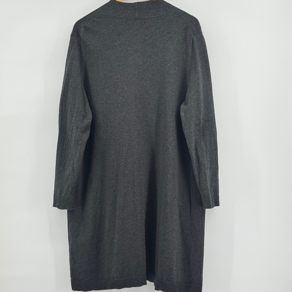J. Jill Charcoal Gray Open Front Longline Cardigan Sweater XL Petite Pockets - Picture 3 of 6